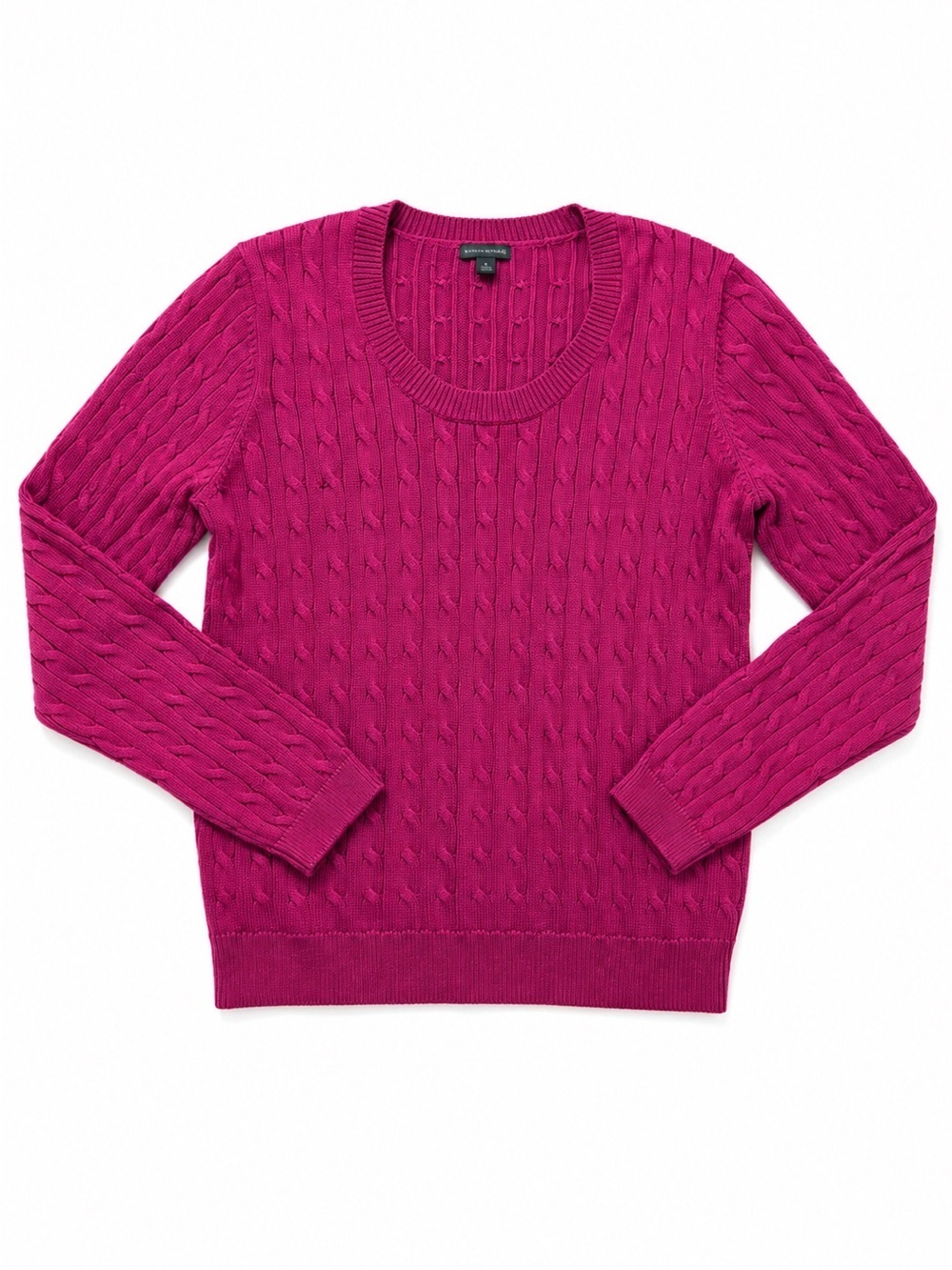 ANN TAYLOR Women’s Pink Scoop Neck Cable Knit Sweater Size Large